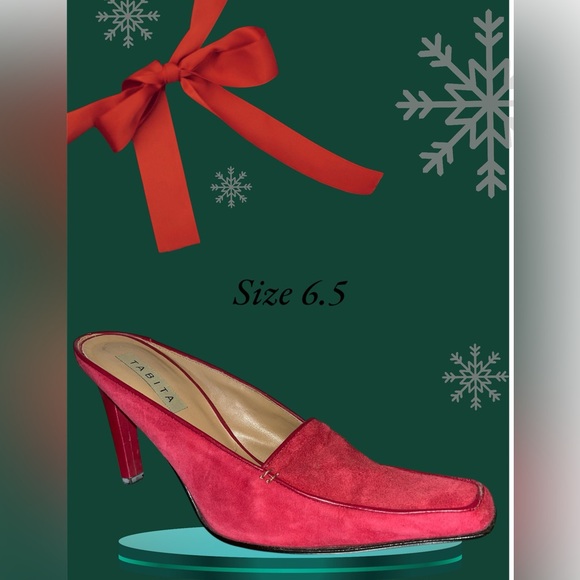 Tabita red suede slip on heels size 6.5 - Picture 11 of 11
